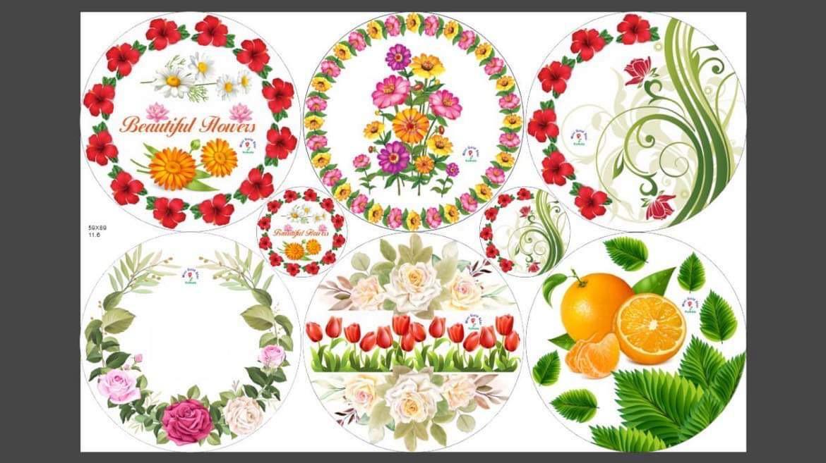 Multi-Design Floral & Fresh Fruit Raw Paperboard Layout Sheet
