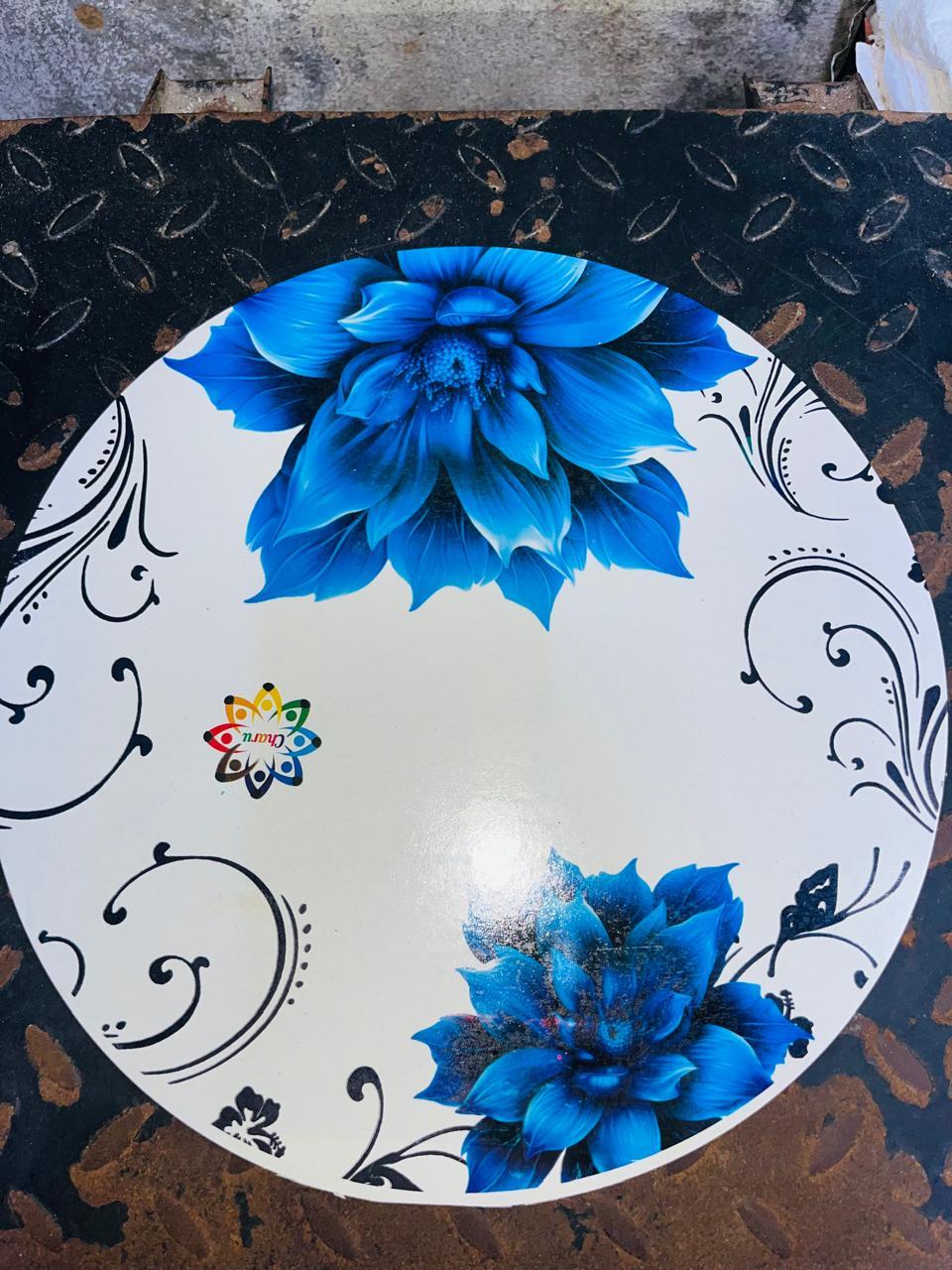 Royal Blue Lotus Luxury Dining Plate Disc